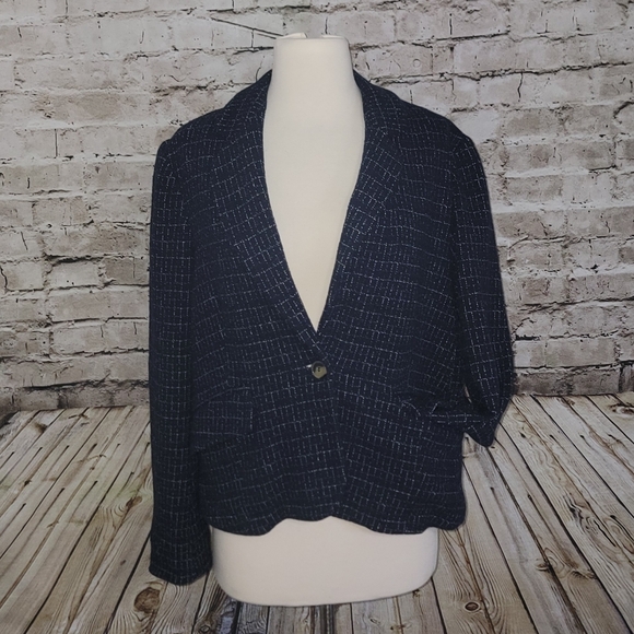 Anthropologie Cartonnier Blazer Size US 12 Blue/White - Picture 3 of 11